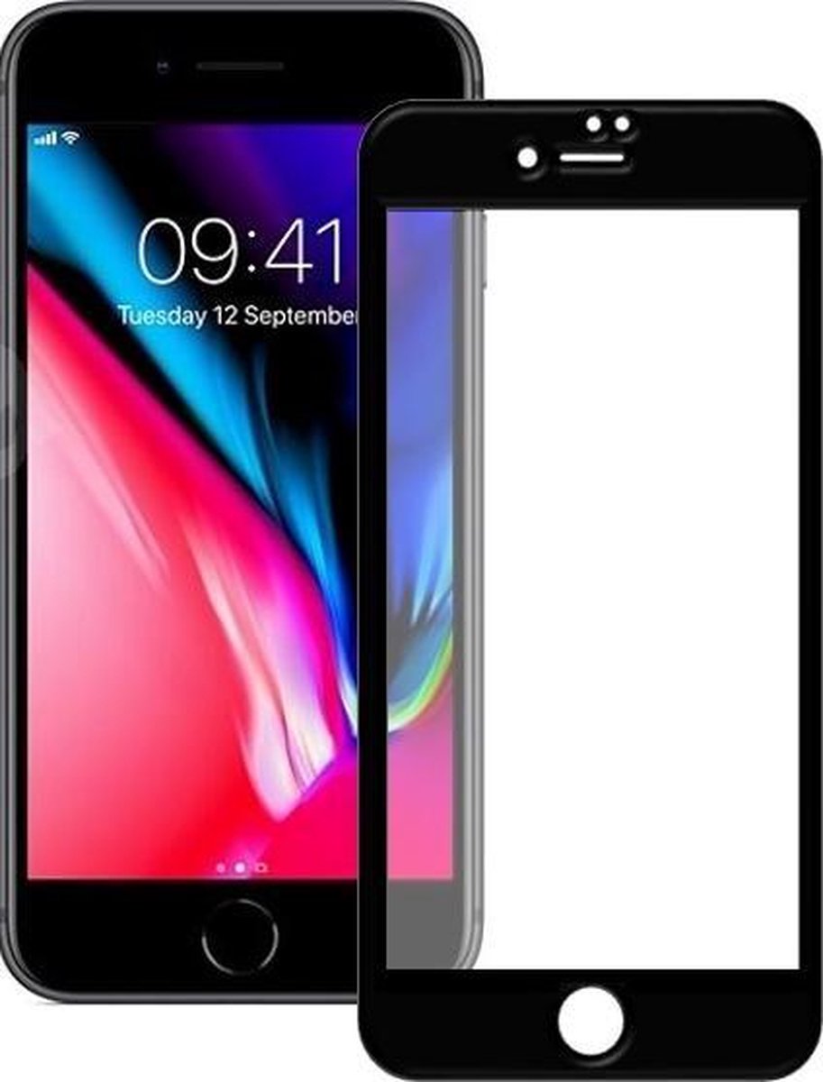 iPhone 7/8 Tempered Glass screenprotector Full Cover zwart 3D