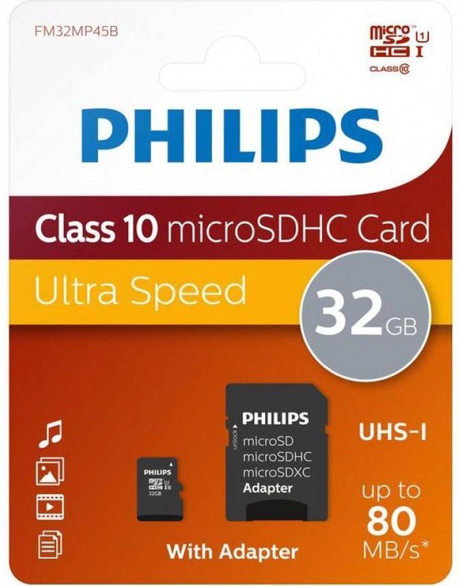 Philips 32 GB - Micro SD-kaarten - FM32MP45B/10
