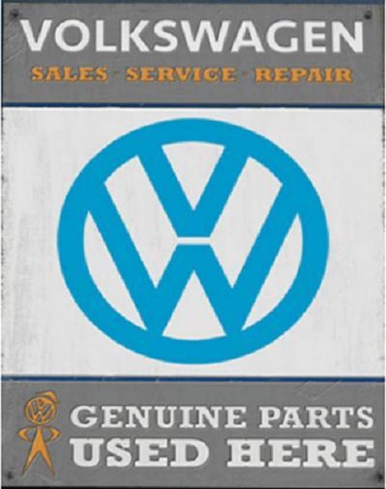 VW Genuine Parts Metalen wandbord 30 x 41 cm.