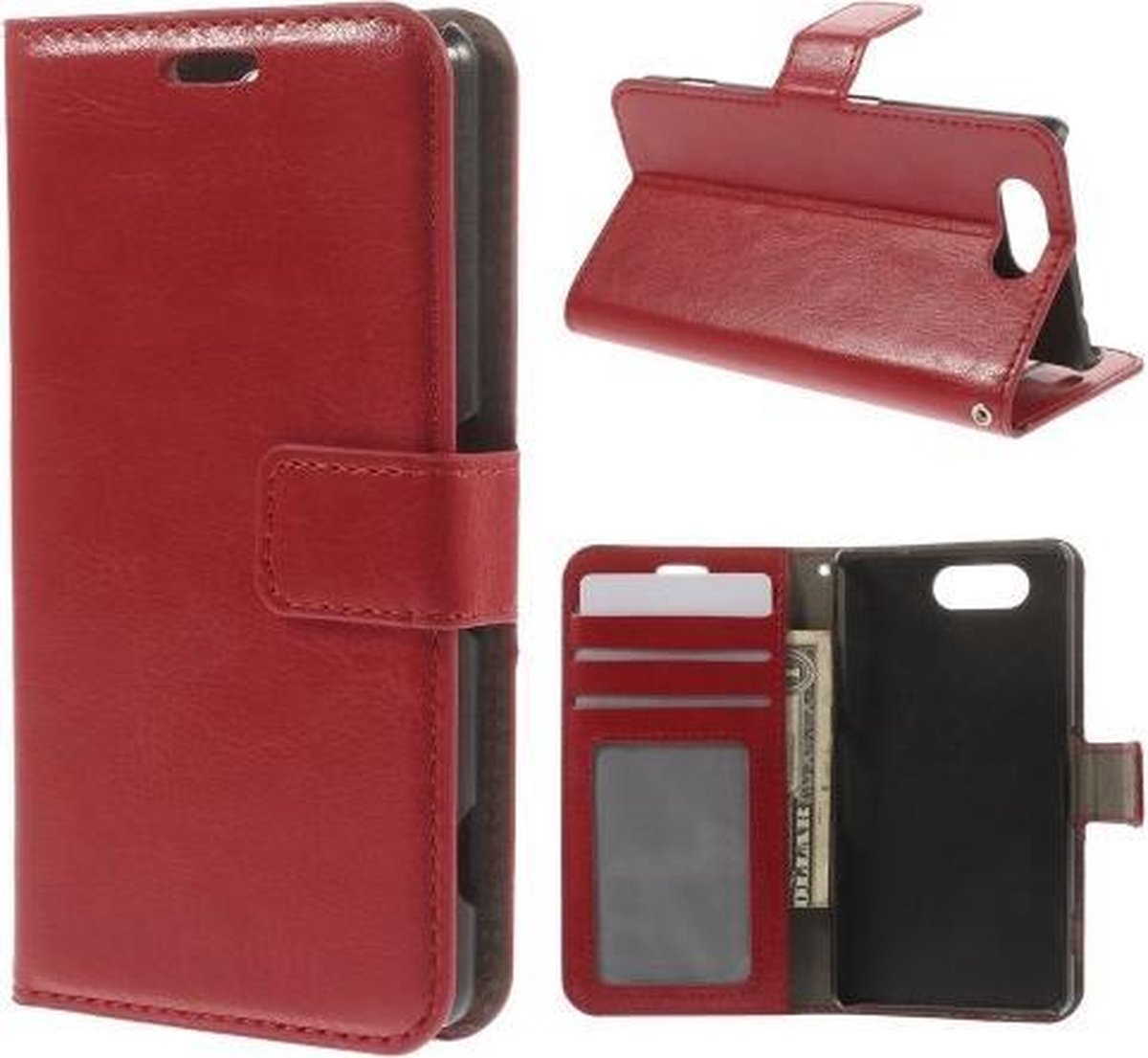 Cyclone Cover wallet hoesje Geschikt voor: Sony Xperia XZ rood