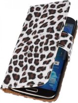 Luipaard Bookstyle Wallet Case Hoesjes voor Galaxy S4 Active i9295 Bruin