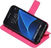Étui portefeuille en TPU rose Samsung Galaxy S7 Edge type livre, HM Book