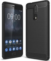 Nokia 8 - hoes, cover, case - TPU - Carbon - Zwart