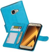 Hoesje Geschikt voor Samsung Galaxy A3 2017 - Portemonnee hoes booktype wallet case Turquoise