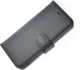 iPhone 7 Plus hoesje - iPhone 8 Plus hoesje - Bookcase - Portemonnee Hoes Echt leer Wallet case Effen Zwart