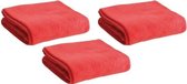 3x Fleece dekens/plaids/kleedjes rood 120 x 150 cm - Bank/woonkamer dekentjes