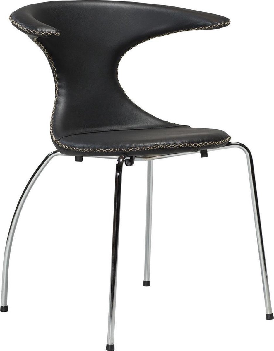 Dan-Form eetkamerstoel flair zwart leder chroom 81 x 64 x 57 (4 stuks)