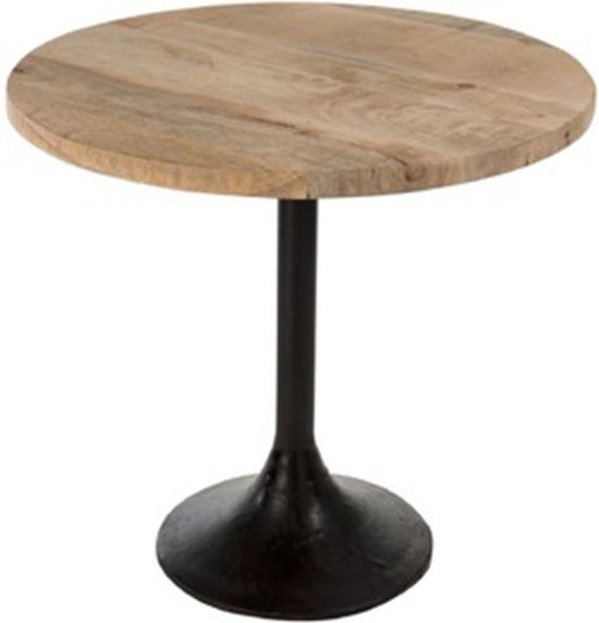 J-Line tafel Bar Rond - hout/metaal - naturel/zwart