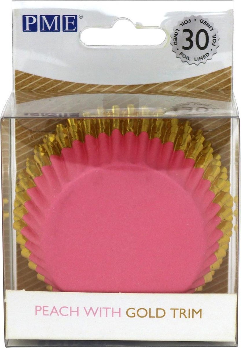 PME Cupcakevormpjes Roze met Gouden Rand pk/30