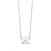 Twice As Nice Halsketting in zilver, parel van 10 mm Wit 38 cm+5 cm