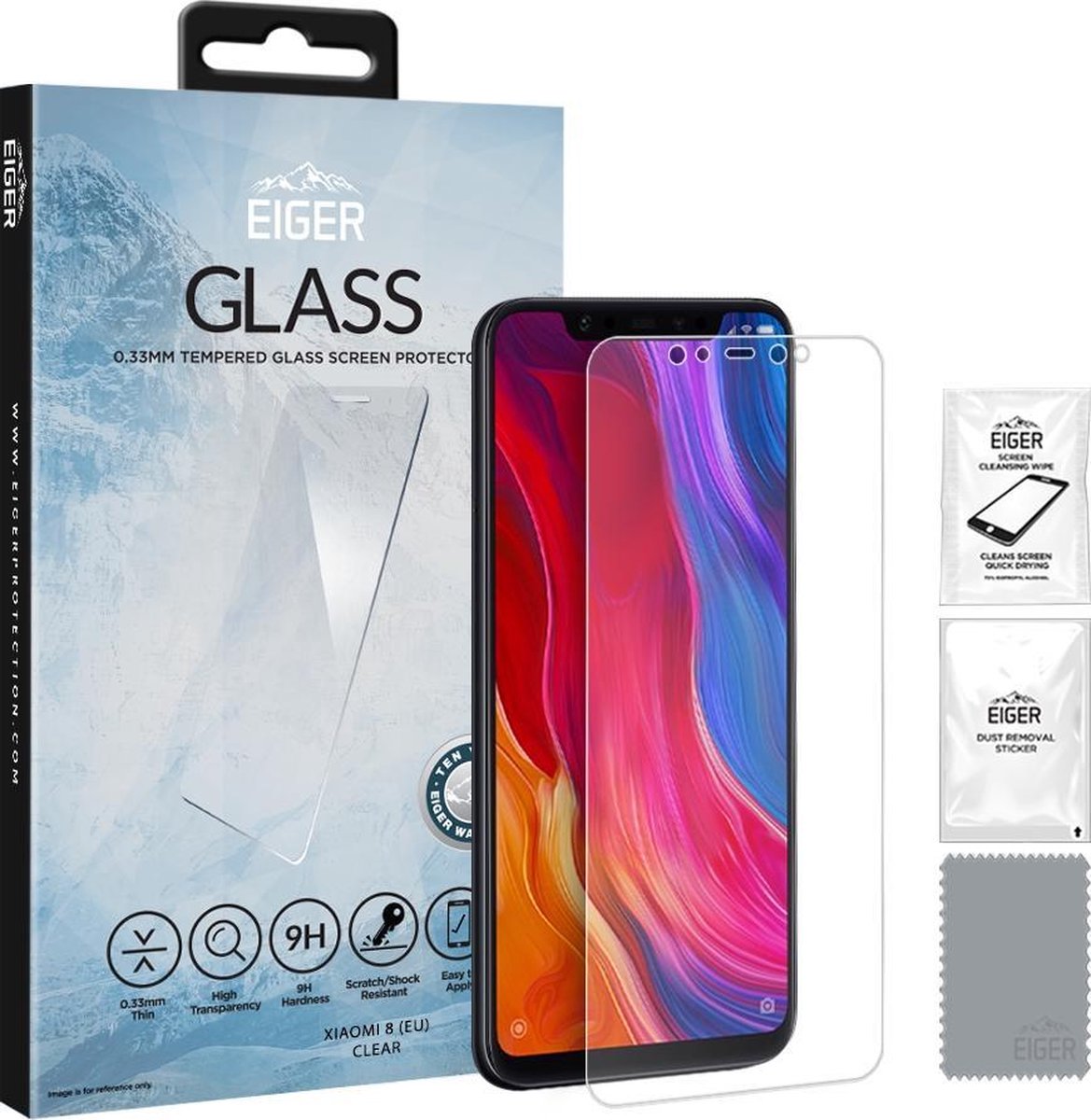 Eiger GLASS Tempered Glass Screen Protector - Clear - voor Xiaomi Mi 8