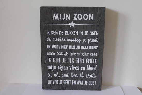 Tekstblok 25x18cm - Mijn Zoon | bol