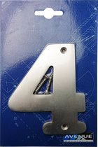Metalen huisnummer ‘4’ hoogte 11 cm | RVS