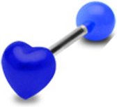 Tongpiercing UV hart blauw
