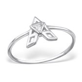 Zilver triangel met steentje ring | Silver Triangle Ring with Cubic Zirconia | Sterling 925 Silver (Echt zilver)