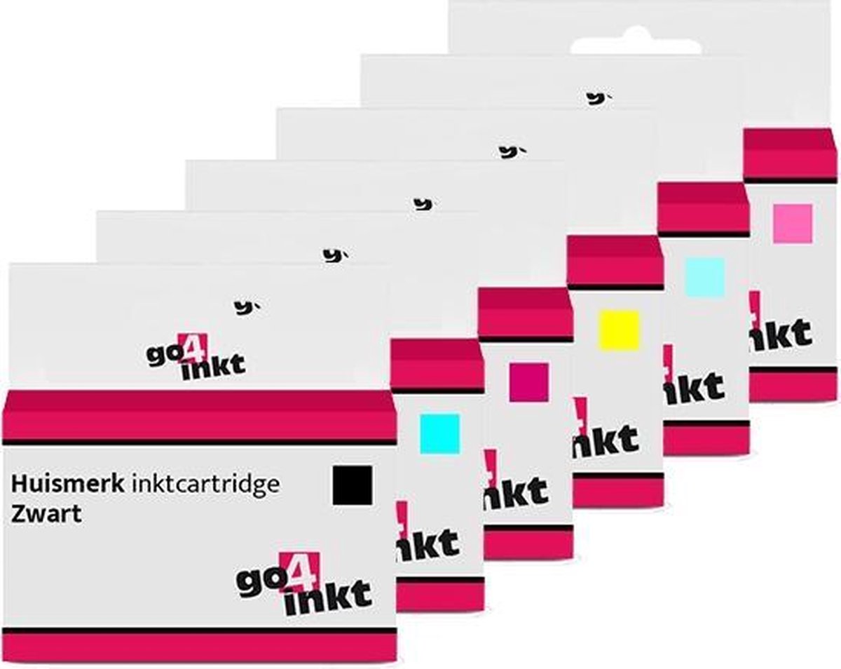 6st. Go4inkt compatible met Epson T0801, T0802, T0803, T0804, T0805 en T0806 bk/c/m/y/lc/lm inkt cartridges zwart/cyaan/magenta/geel