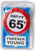 Happy age card 65 jaar (Verjaardagskaart met leeftijd button)