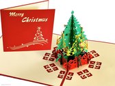 Popcards popup kerstkaarten - Kerstkaart Kerstboom met Cadeautjes feestdagenkaarten kerstmis pop-up kaart 3D wenskaart