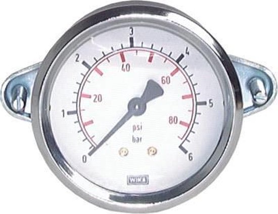 0..6 Bar Paneelmontage Manometer Staal/Messing 100 mm Klasse 1.0 (Beugel) - MW06100SH-TP
