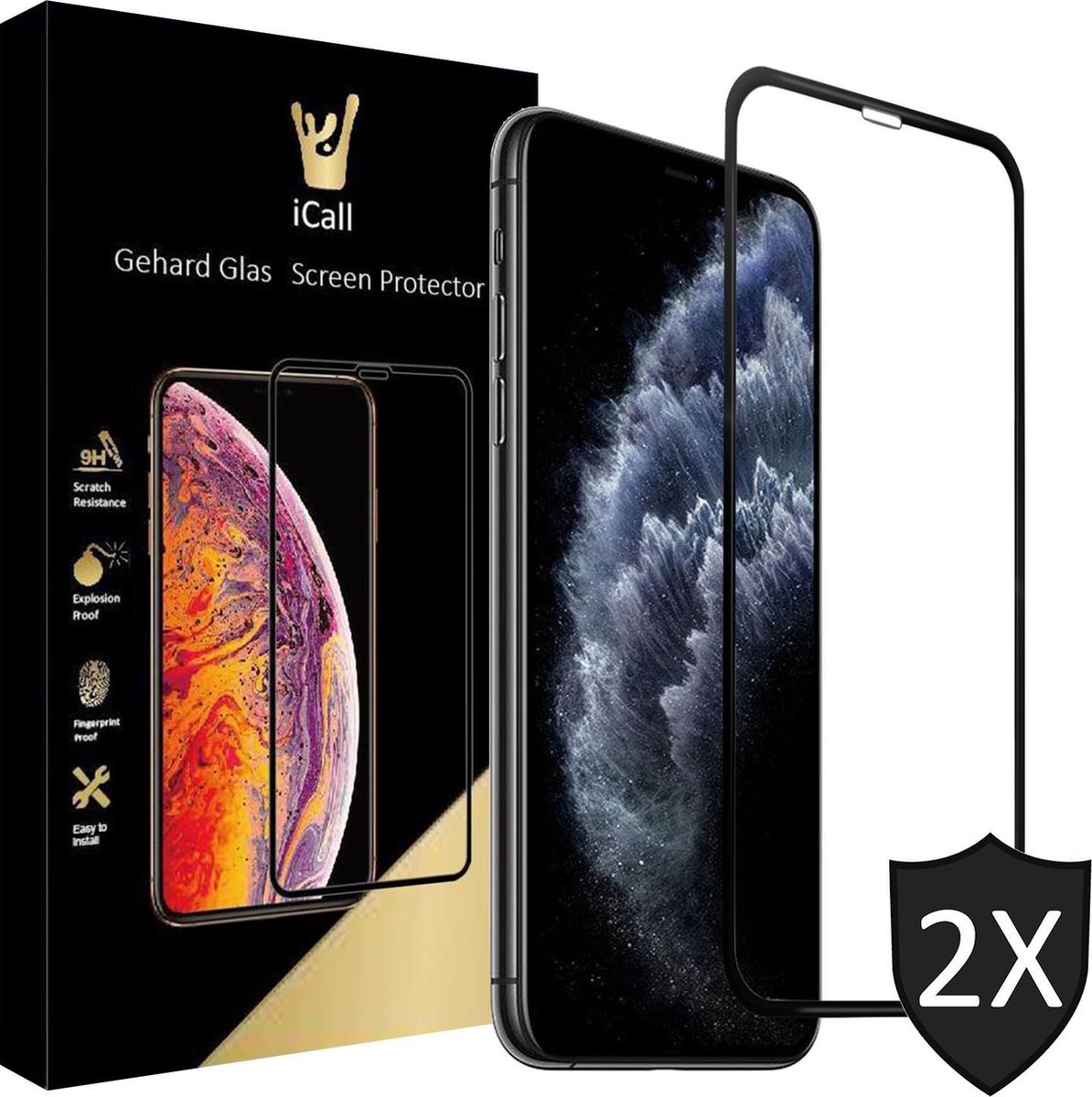 Screenprotector geschikt voor iPhone 11 Pro Max / XS Max - 2x FullGuard Glas Screen Protector