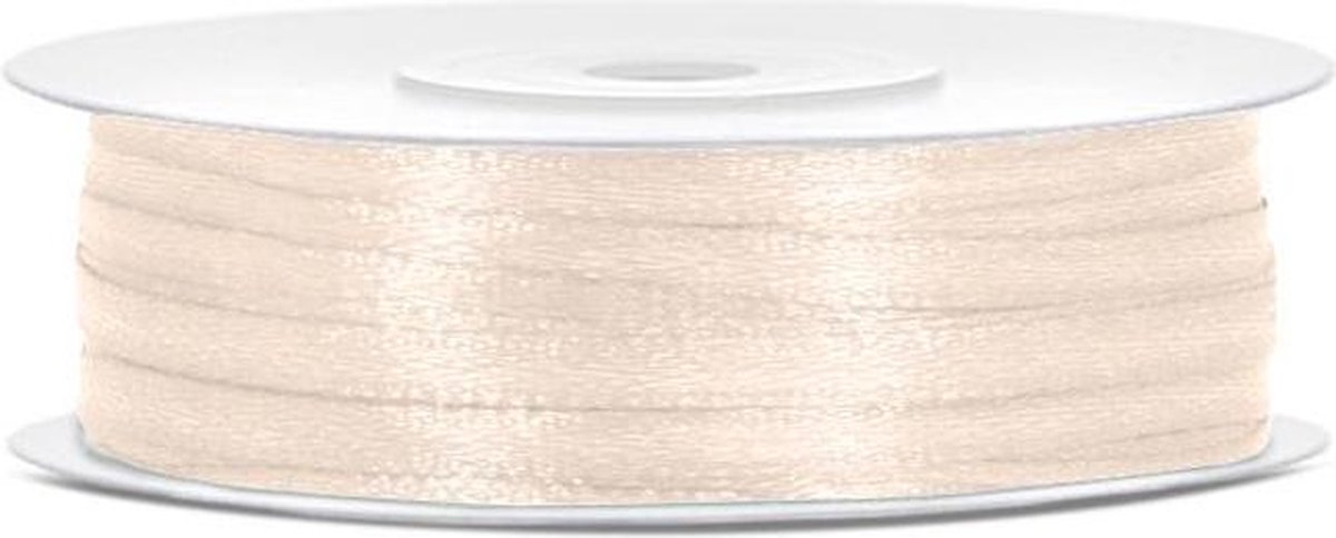 """Satijnen lint, licht creme, 3mm/50m"""