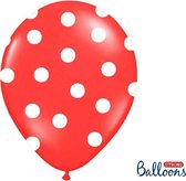 Partydeco - Ballonnen Rood dots wit 50 stuks