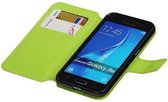 Mobieletelefoonhoesje.nl - Cross Pattern TPU Bookstyle voor Samsung Galaxy J1 Groen