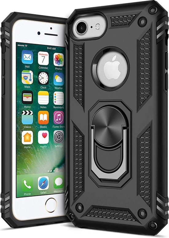 Kreunt Hijsen Margaret Mitchell iPhone 7 & 8 Hoesje - Anti-Shock Hybrid Armor met Kickstand Ring - Zwart |  bol.com