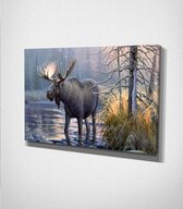 Moose – Painting Canvas - 100 x 70 cm - Schilderij - Canvas - Slaapkamer - Wanddecoratie  - Slaapkamer - Foto op canvas