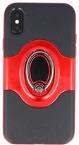Shield TPU Hoesje met Ring Houder voor iPhone X / XS Rood