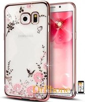 DrPhone Flower Bloemen Case Diamant Crystal TPU Hoesje - Geschikt voor A3 2017 - Rosegold