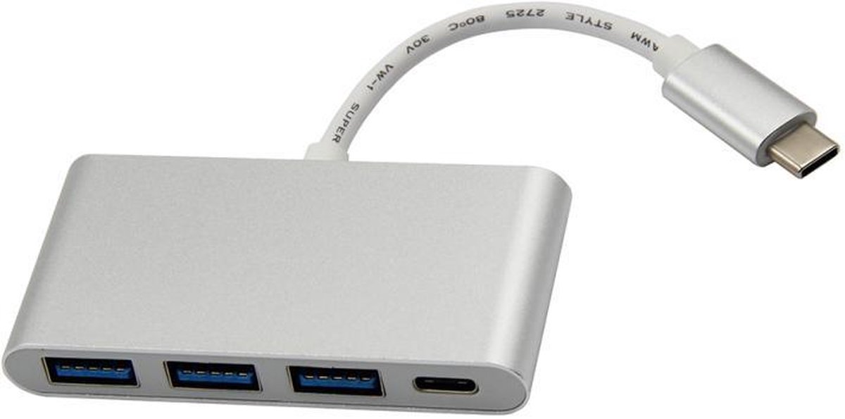 Mondyparts Thunderbolt 3 USB-C Multiport Hub Adapter Converter USB Type-C 3.1 to 3-Port USB & USB Type-C – Zilver