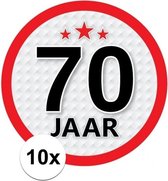 10x 70 Jaar leeftijd stickers rond 15 cm - 70 jaar verjaardag/jubileum versiering 10 stuks