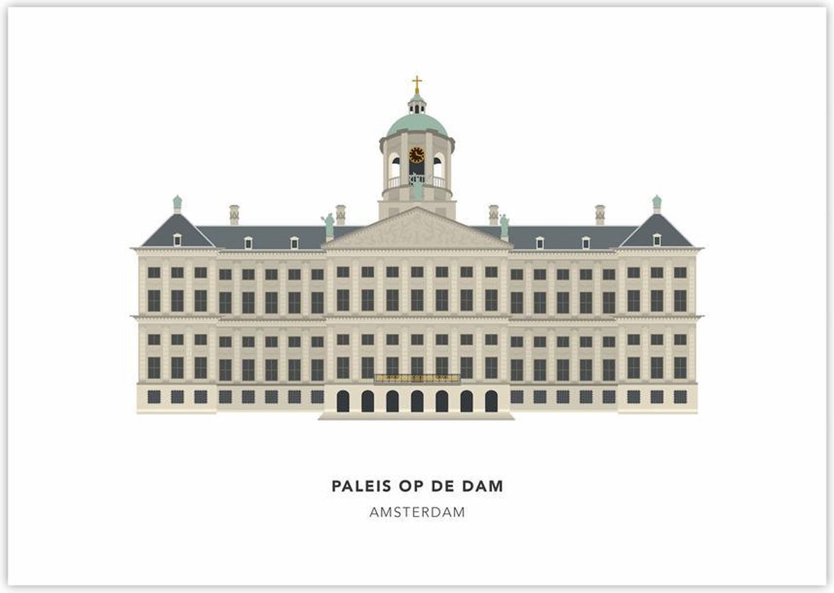 Poster Paleis op de Dam - Unieke Art Print Amsterdam (42x29,7cm)