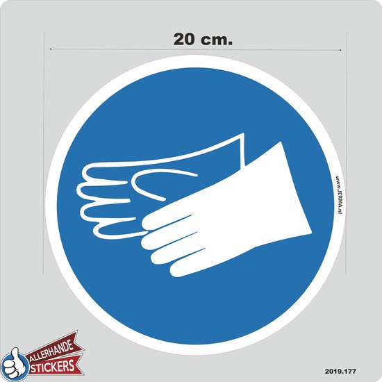 Handschoenen verplicht pictogram sticker 20cm. | bol.com
