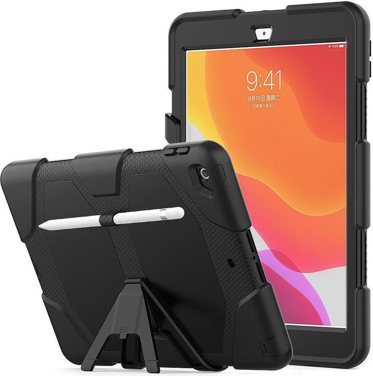 iPad 10.2 (2019/2020/2021) Hybride Hoesje met Screen Protector Zwart