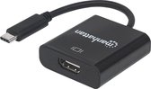 Manhattan 151788 USB / HDMI Adapter [1x USB 3.2 Gen 2 stekker C (USB 3.1) - 1x HDMI-bus] Zwart Kleurcodering, Flexibel, Folie afscherming, UL gecertificeerd,