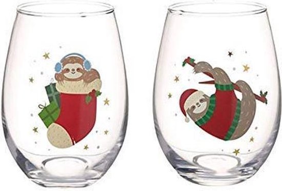Kerst glazen Luiaard. 2 stuks glas kerstmis Kerstcadeau | bol.com