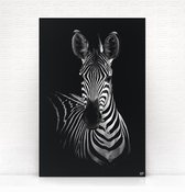 HIP ORGNL Schilderij Zebra - 40x60cm - Wanddecoratie dieren - Zwart wit