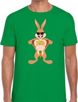 Paas t-shirt stoere paashaas groen voor heren S