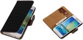 Zwart Croco Samsung Galaxy A3 Hoesje Book/Wallet Case/Cover