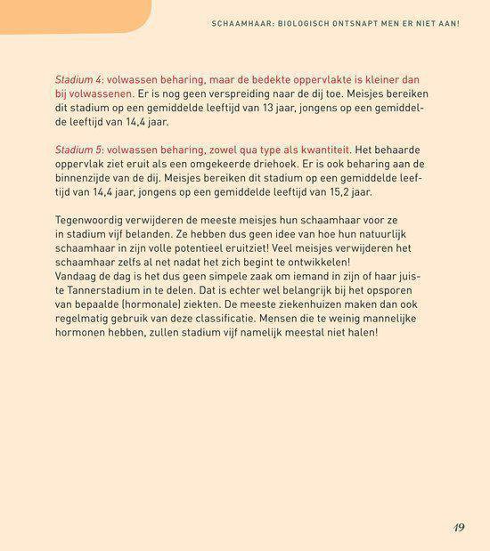 Boekpagina met tekst over volwassen beharing en verschillende stadia.