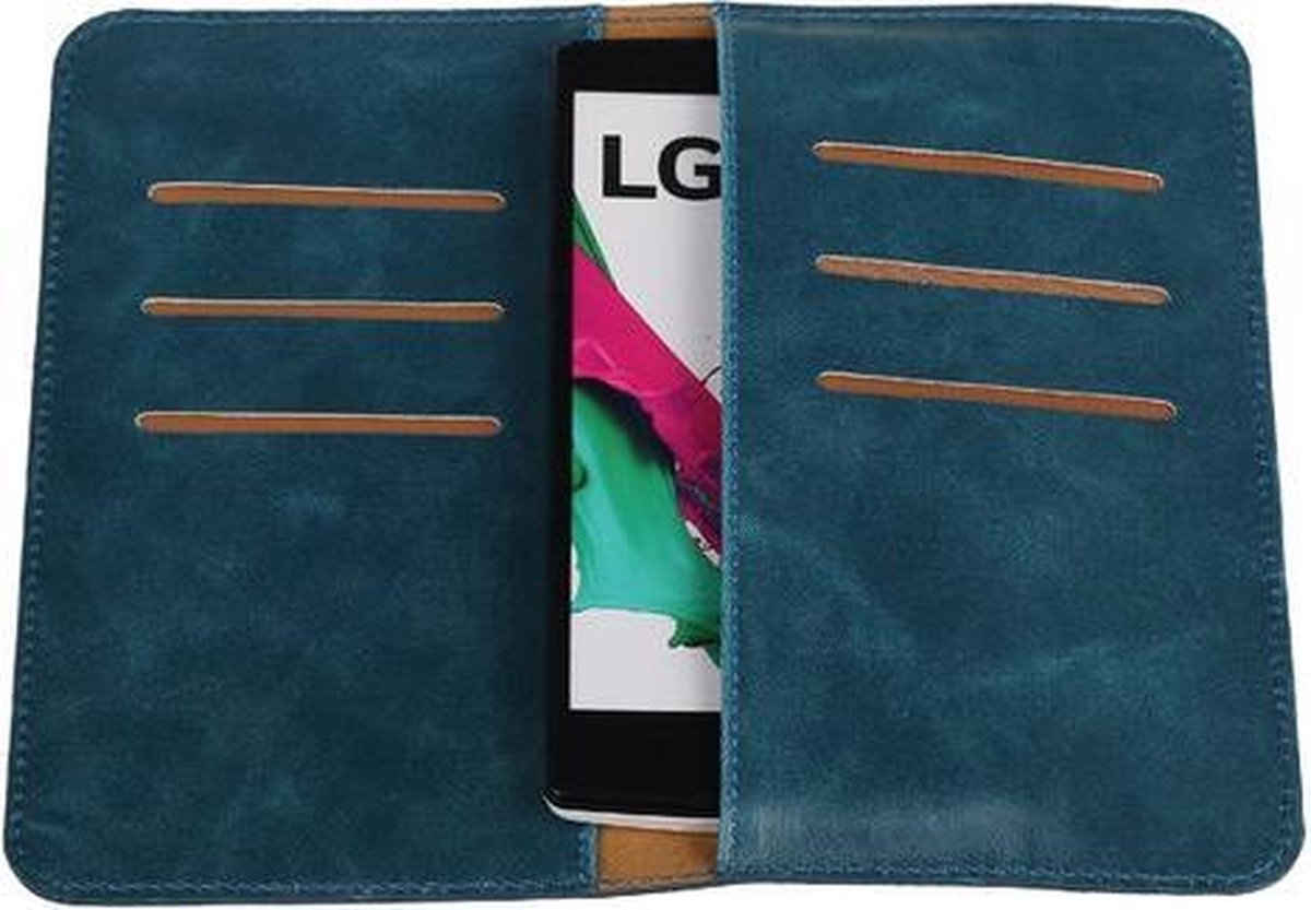 Blauw Pull-up Medium Pu portemonnee wallet voor Sony Xperia T