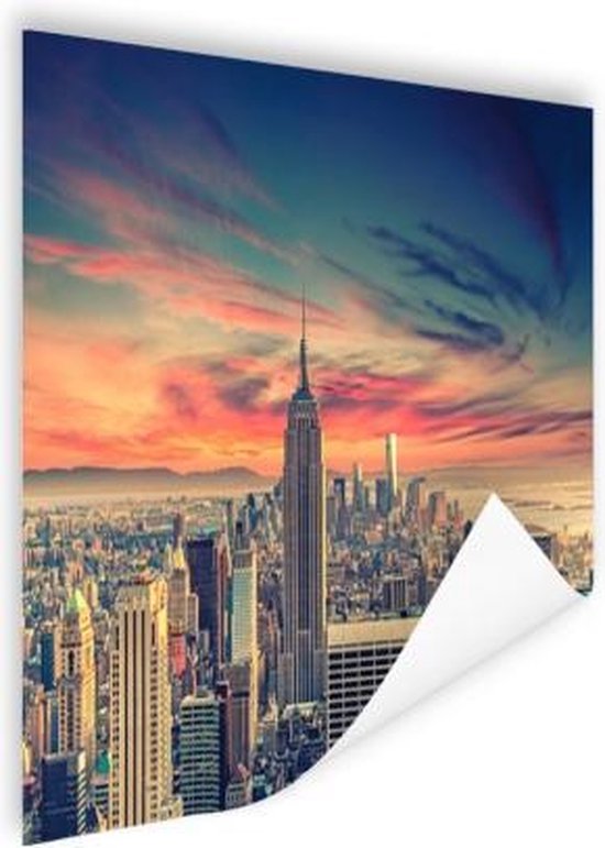 Affiche Manhattan avec ciel spécial 150x75 cm - Tirage photo sur Poster (décoration murale salon / chambre) / Poster Villes