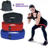 Siston Weerstandsbanden set van 3 - Met Draagtas - Bootybands - Weerstandsband - Fitness elastiek - Fitnessband - Levenslange garantie