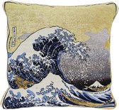 Signare sier kussenhoes - Great Wave off Kanagawa - 45 cm