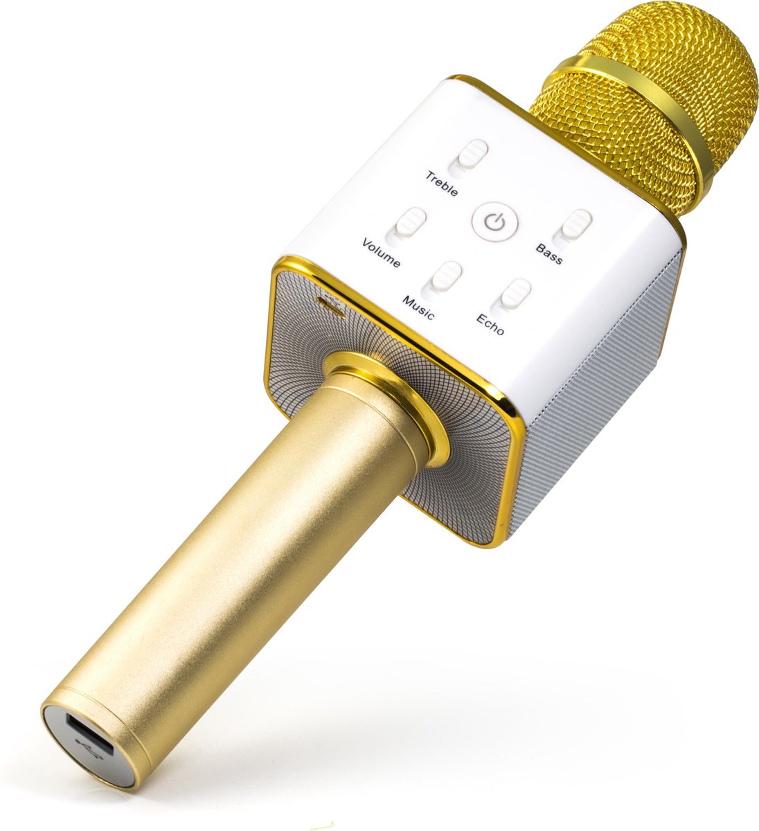 Technaxx BT-X31 Karaoke microfoon en stereo Bluetooth luidspreker Goud, Wit