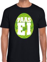 Paasei t-shirt zwart met groen ei voor heren L