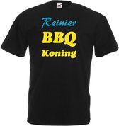 Mijncadeautje T-shirt BBQ Koning met voornaam  Heren ZWART (maat L)