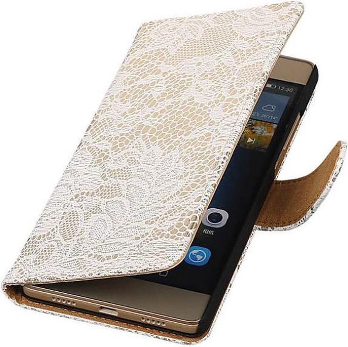 Lace Bookstyle Hoesje - Wallet Case Telefoonhoesjes - Geschikt voor LG G4c ( Mini ) Wit